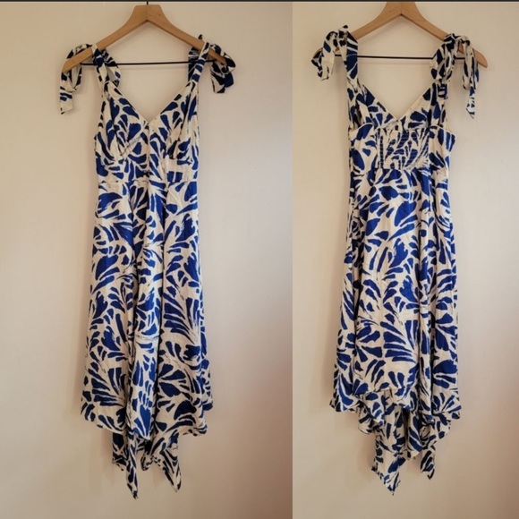 NWOT Alexis x Target Blue & White Dress with Asymmetric Hem. Size Medium - Picture 9 of 10